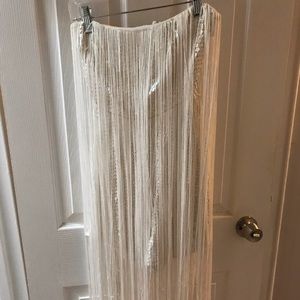 White sequin/fringe romper